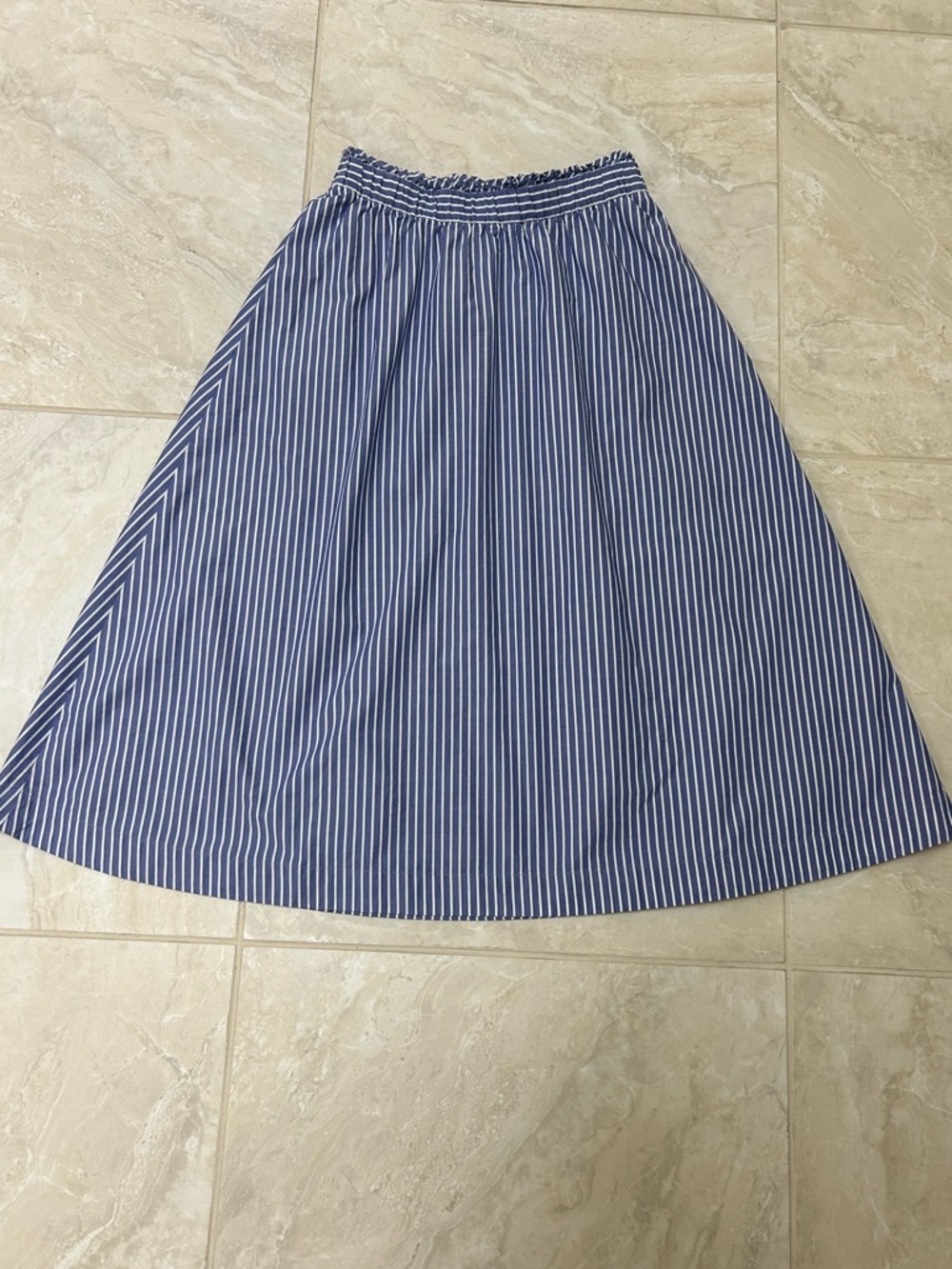 Talbots Blue and White Striped A-Line Midi Skirt